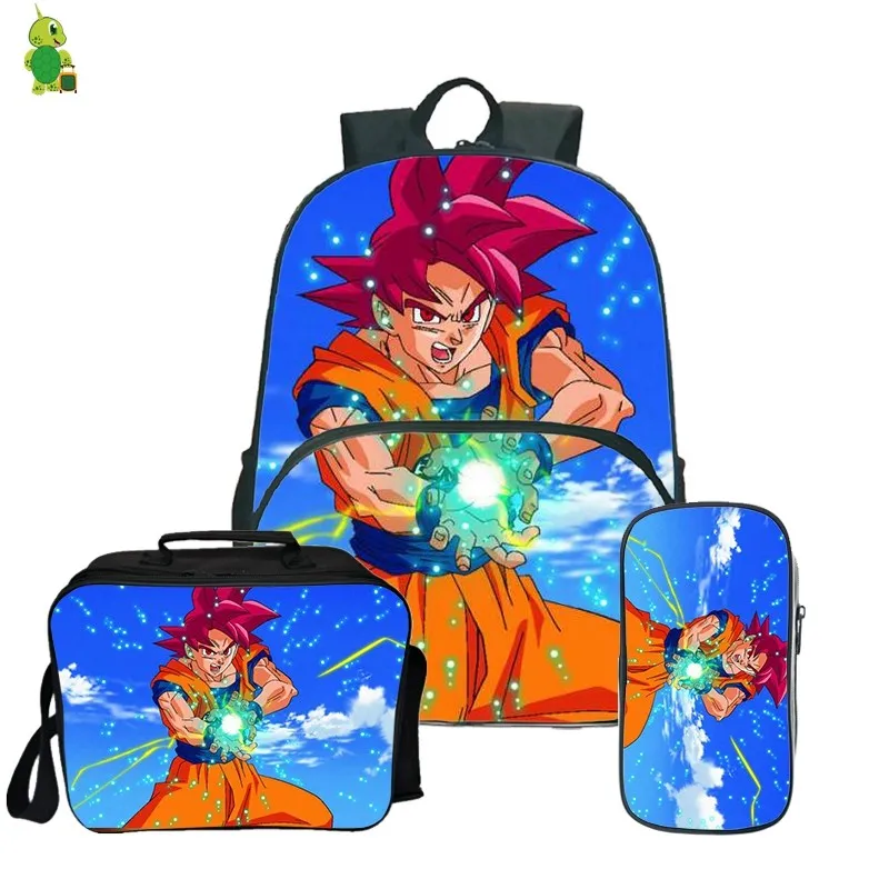 14 Dragon Ball Z Broly рюкзак Карандаш Чехол школьные сумки для подростков, для мальчиков и девочек, обед рюкзак 3 шт./компл. Детский рюкзак для путешествий - Цвет: 14