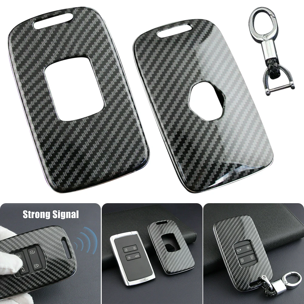 

Carbon Fiber Car Key Case Keychain Case For Renault Kadjar 2016-2020 Megane 2016-2019 Koleos 2017-2019 Car Accessories