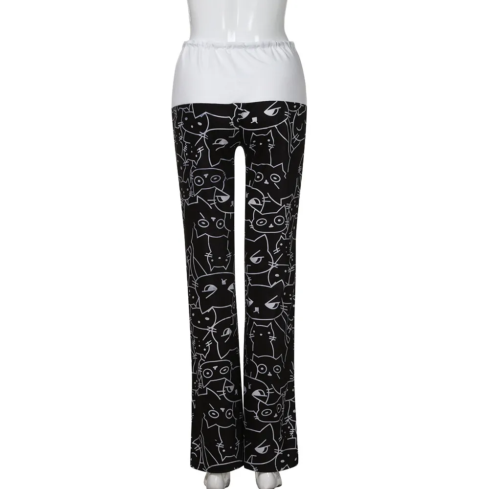 

JAYCOSIN Women Casual New Fashion Cat Prints Drawstring Pants Leggings Dropshipping Z1127