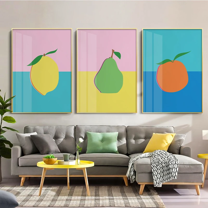 

Modern Canvas Painting Art Fruit Poster Pear Orange Lemon Print Nordic Kitchen Wall Pictures for Dining Room Home Decoration
