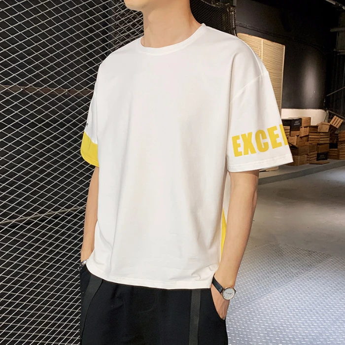 Фото 2021 модная мужская футболка тонкая и приталенная индивидуальный дизайн 1|Мужские