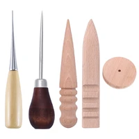 leathercraft tools handmade leather trimming sanding wooden kit with awls for polished edge punching leather craft working tool
