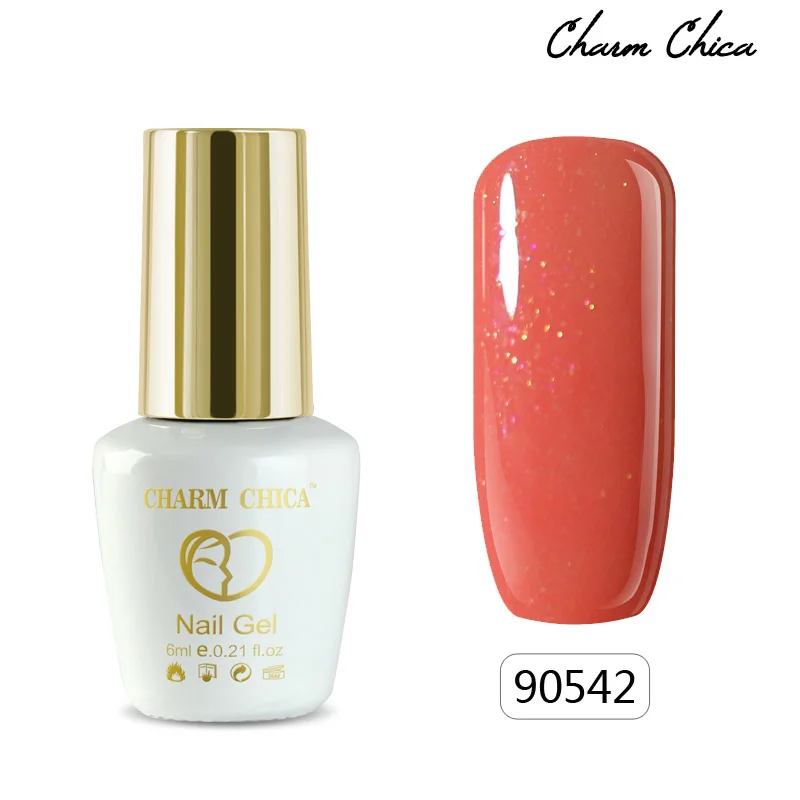 CHARM CHICA Гель-лак для ногтей 6 мл винный красный и белый цвет черный замачиваемый УФ