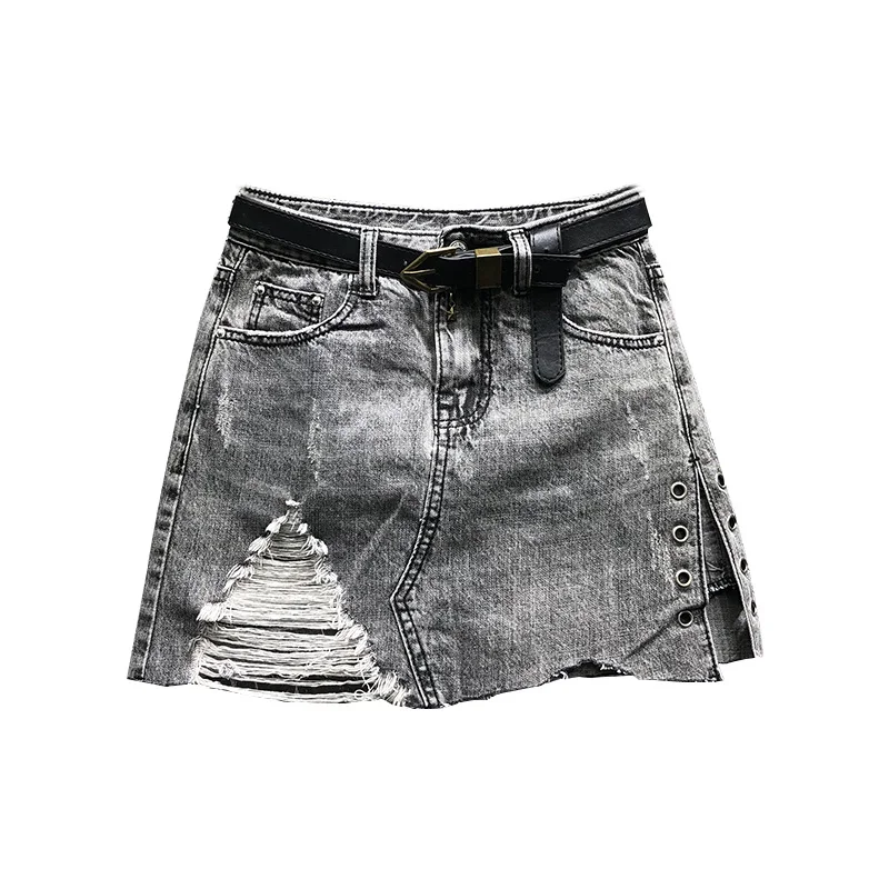 

IEQJ Hole Denim Skirt Pants Skirt Anti Light Shorts With Thin Bottom Solid Casual Stylenew Fashion Tide GD865