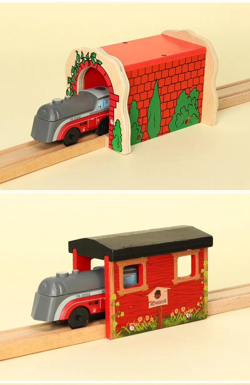 Деревянный поезд части дорожек совместимы трек сцена детские игрушки подарки