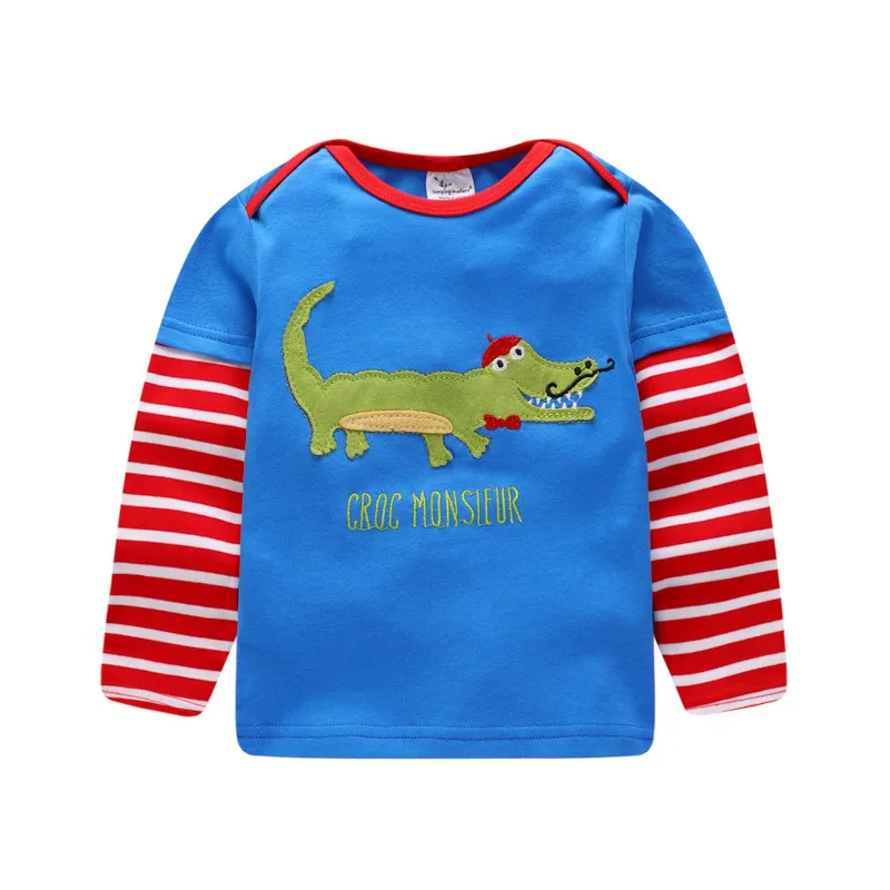 

Jumping meters baby boys new designed cartoon t shirts with applique a cute truck kids long sleeves spring autumn clothes tops