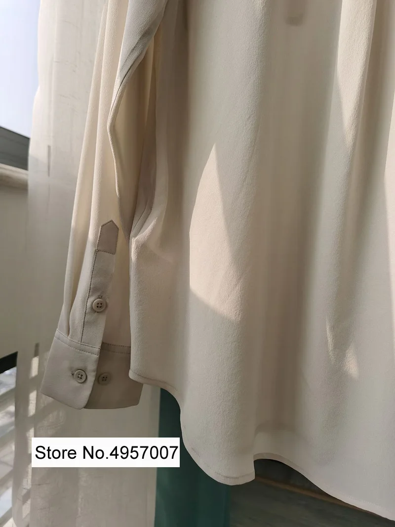 Женская шелковая рубашка ElfStyle однотонная блузка синего/бежевого/зеленого цвета