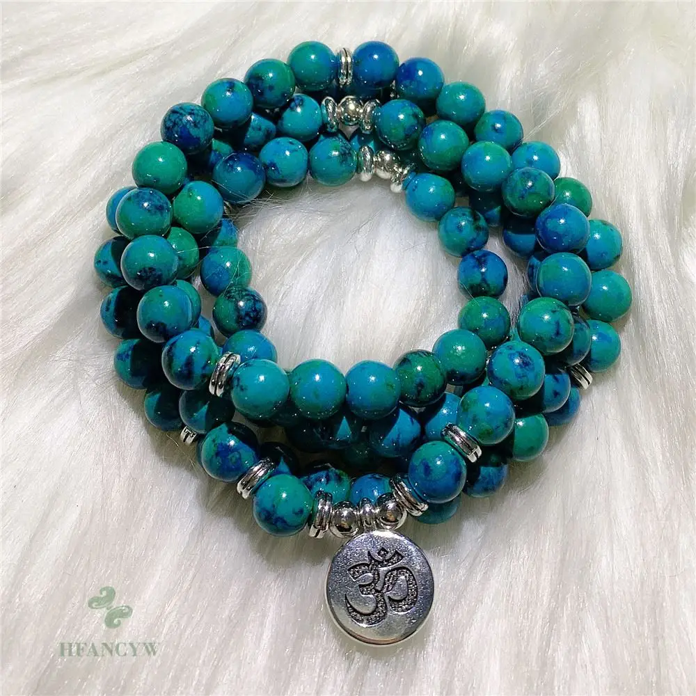 

8mm Malachite Lapis Lazuli 108 Bead Mala Bracelet Meditation Chakra Pray Elegant Spirituality Bless Lucky