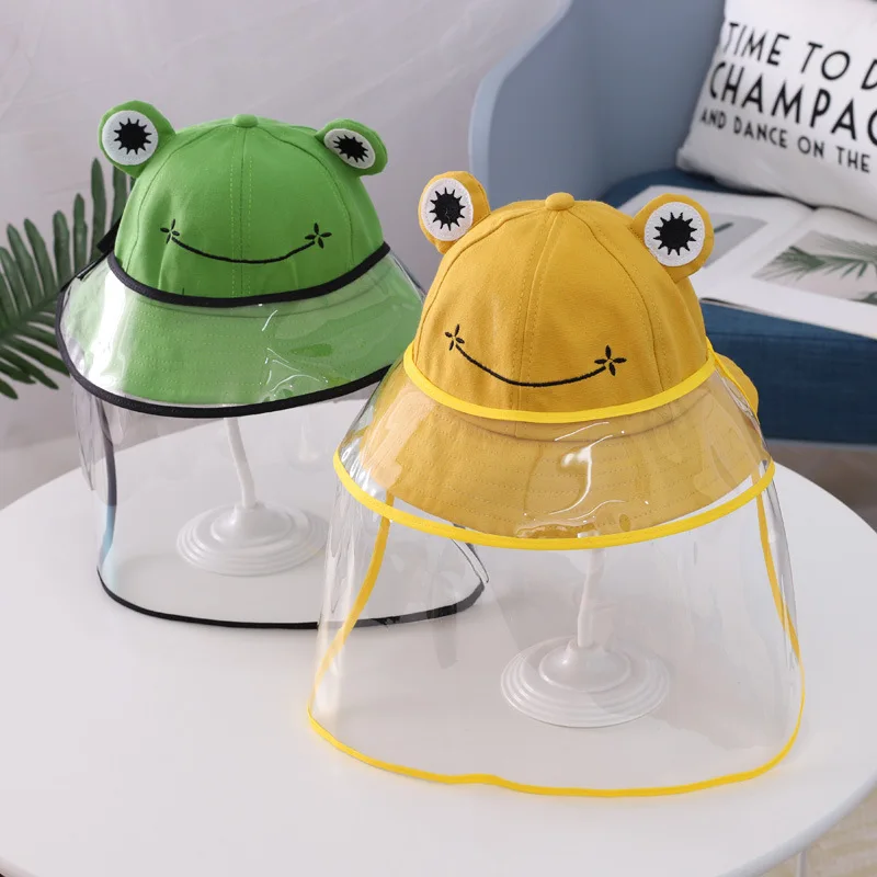 

COKK Kids Bucket Hat Removable Visor Cap Child Cartoon Frog Design Full Face Eye Protection Hats For Girls Boys Anti Spitting