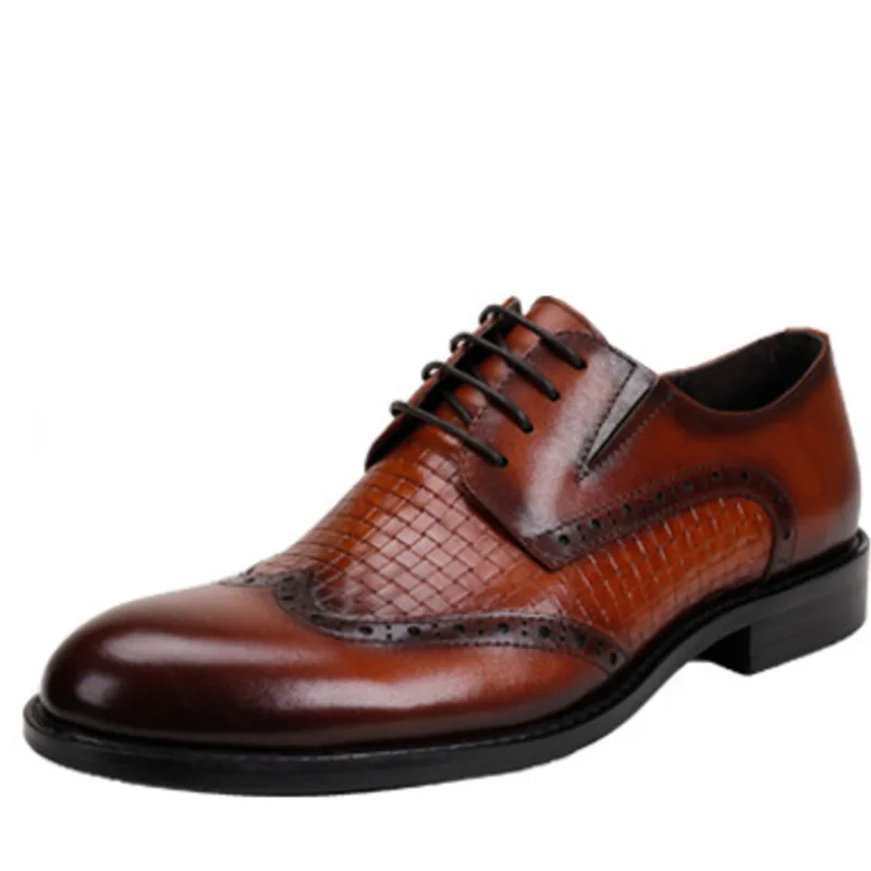 

genuine leather men's business formal dress wide lace-up British hand-painted Brock carved oxford shoes for men Casual Loafers