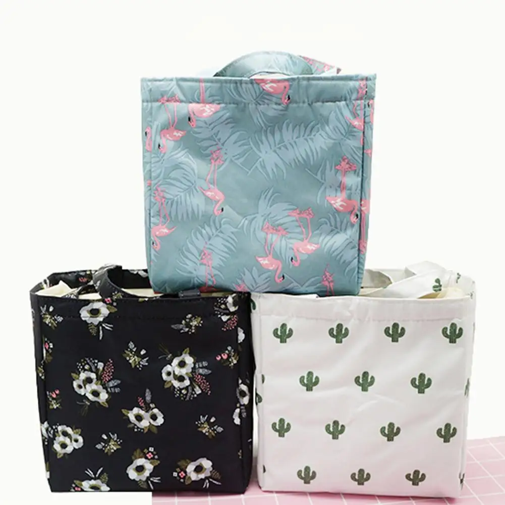 Сумки для ланча цветок кактус Фламинго Термоизолированный водонепроницаемый