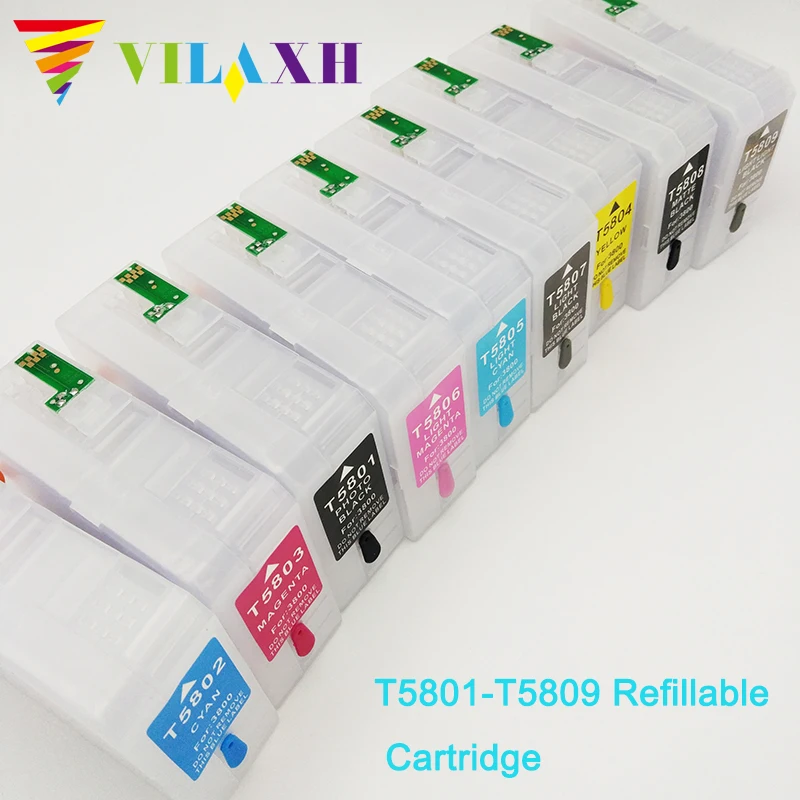Vilaxh pro 3800 9 шт. видов цветов T5801 T5809 пустой многоразовый картридж для принтера epson