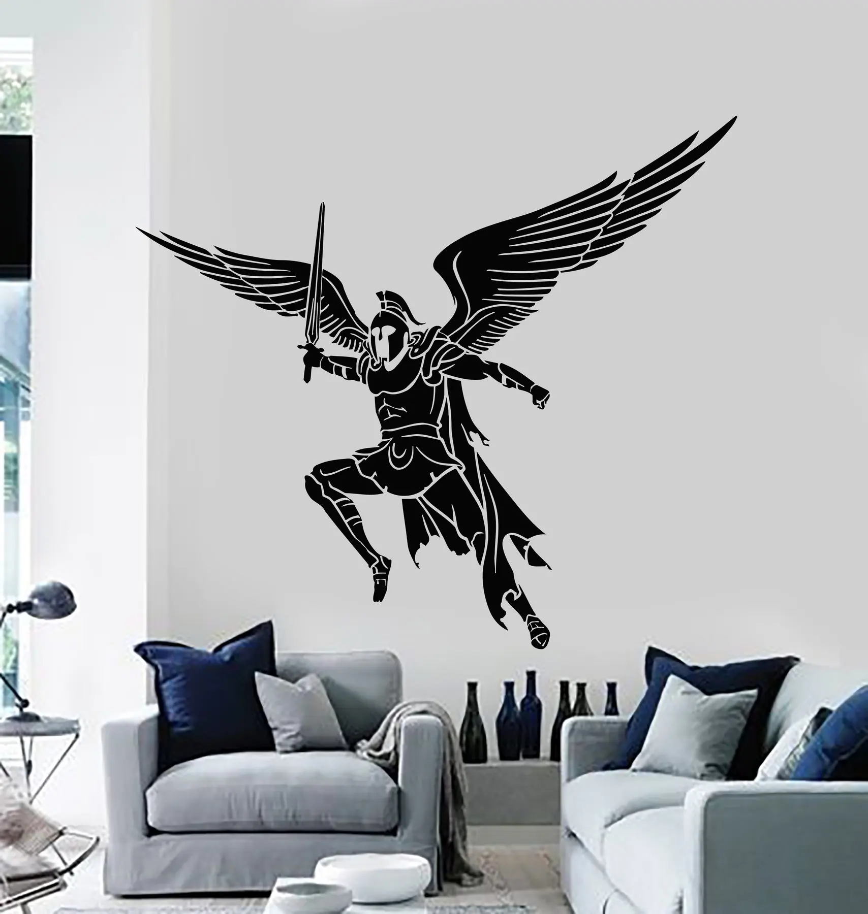 

Vinyl Wall Decal Spartan Legion Warrior with Wings Sword Sticker Mural Home Decor Wall Sticker Living Room Bedroom Art Sticker15