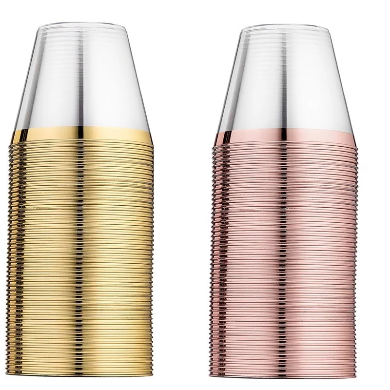Одноразовые бронзовые чашки под розовое золото 9 унций пластиковые тумбы для