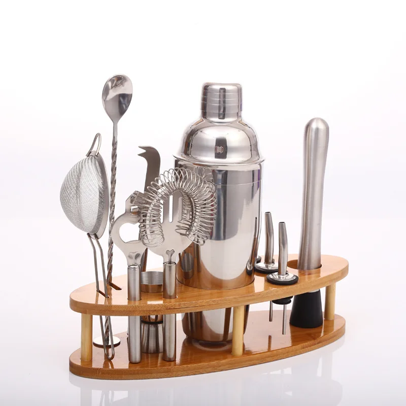 

Bartender Kit Copper Coated Stainless Steel Bar Set with Stand Cocktail Maker Set Kit LB88