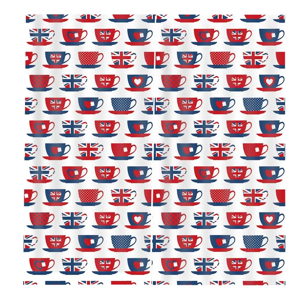 

Cup curtains 3D Window Curtain Flag Love Digital print pattern Luxury Blackout Window Drapes For Living Room Bedroom