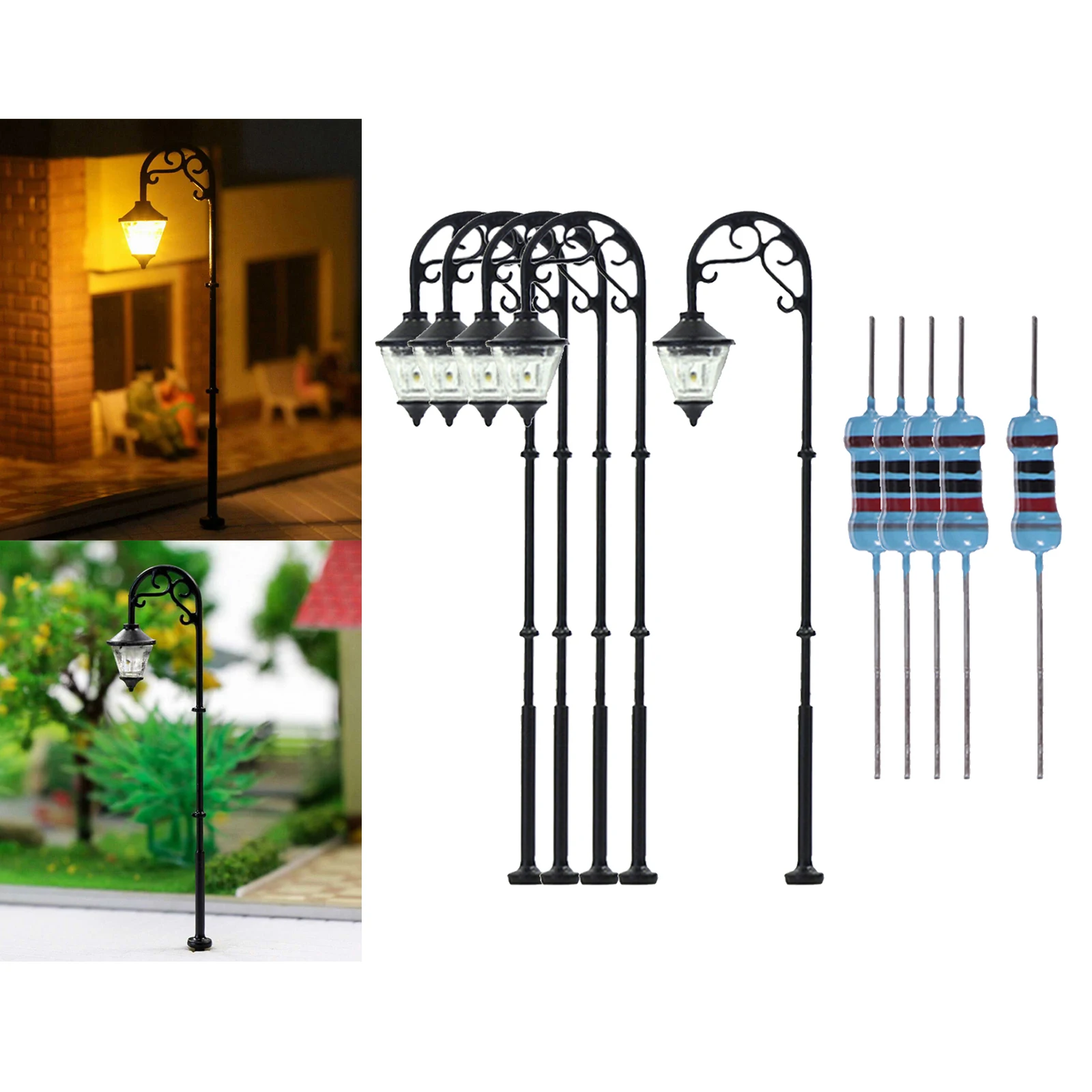 

100x Model Railway Train Lamp Post 2.48inch Street White Lights HO Scale LEDs