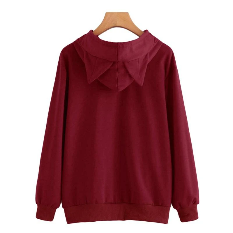 

Female Fashion Causal Cat Ear Hooded Sweatshirts Tops Womens Cat Printed Long Sleeve Pullovers Hoodies