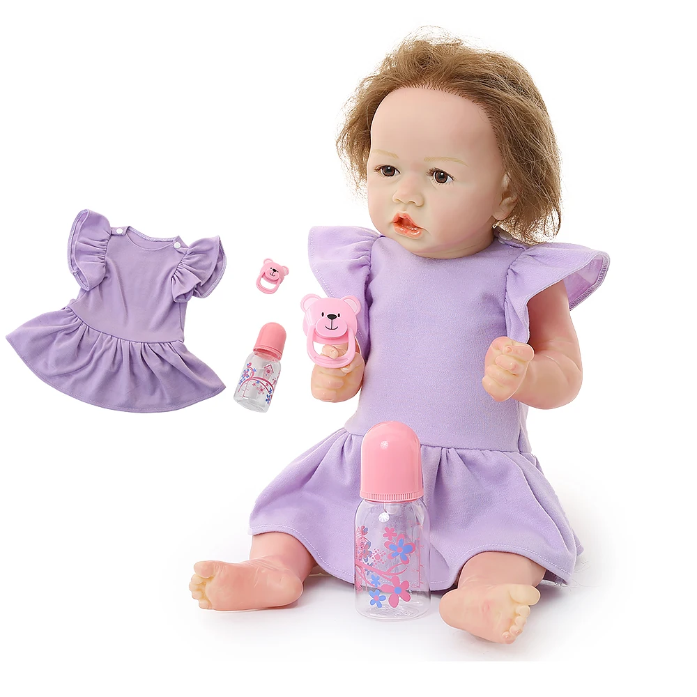 55 см Reborn Baby Dolls силиконовые куклы для новорожденных реалистичные с кривым