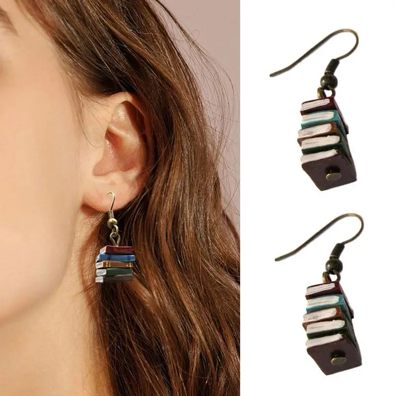 

2021 New Retro Library Stack Multicolor Book Earring Earrings Colorful Book Earring Jewelry Holiday Birthday Fashion Woman Jewel