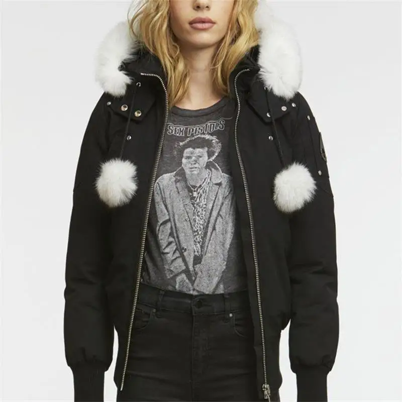 

Sincere Scissors, down jacket, big fur collar, hooded bomber jacket, women's clothing