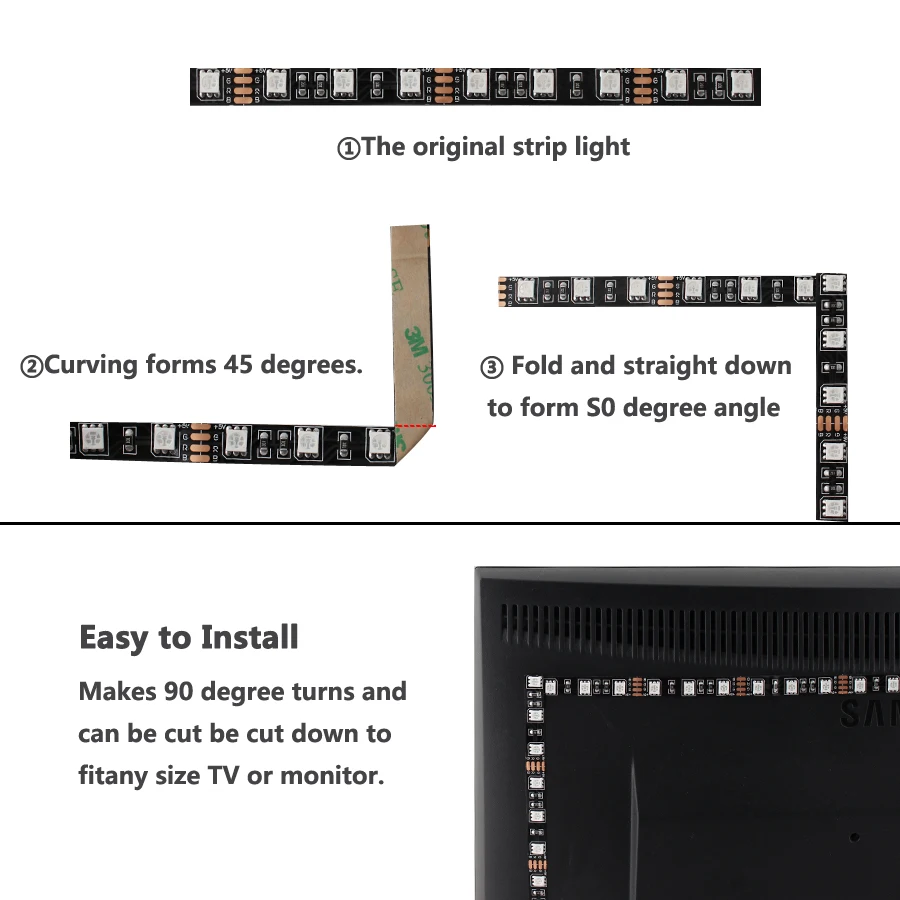 USB Светодиодная лента 5 в светильник PC RGB 5050 50 см-5 м 60 светодиодов/м светодиодный