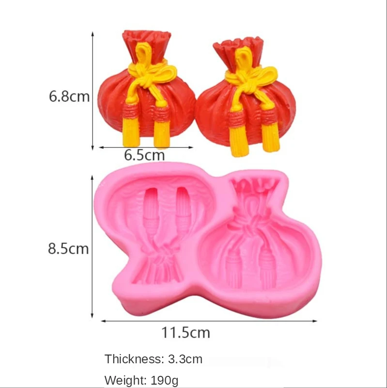 

1pc Lucky Jinbao Fu Bag Silicone Plaster Candle Mold Fondant Cake Decorating Tools Silicone Mold Kitchen Baking Utensils