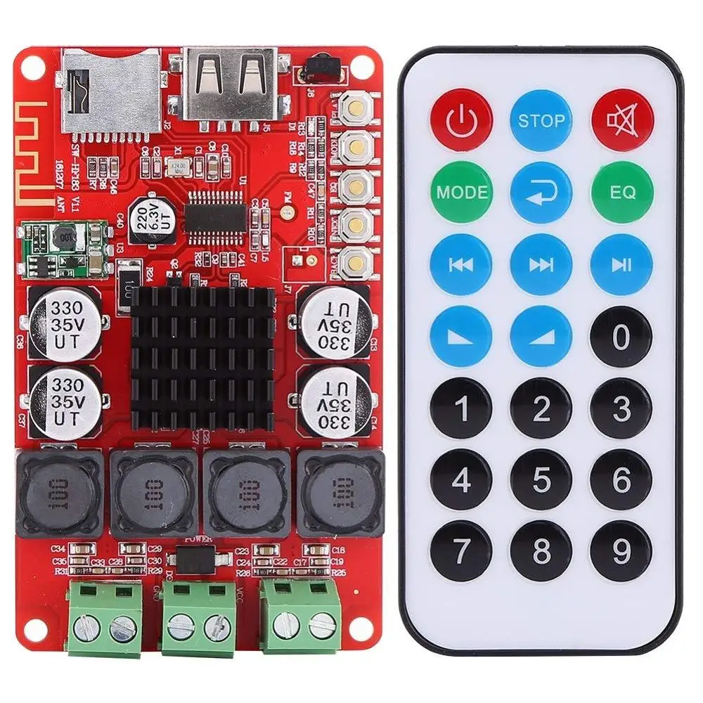 TPA3116 2X50W Bluetooth плата цифрового усилителя мощности с дистанционным управлением
