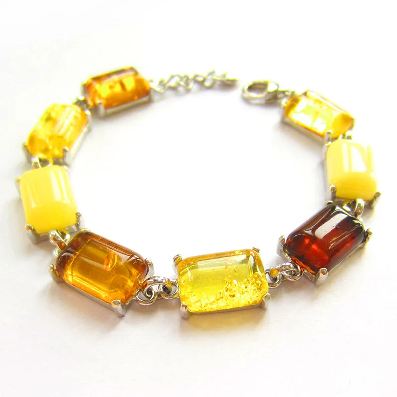 Spring emphasizes silver treasure natural flower kendrick Jin Po beeswax amber bracelet polish imports of time | Украшения и