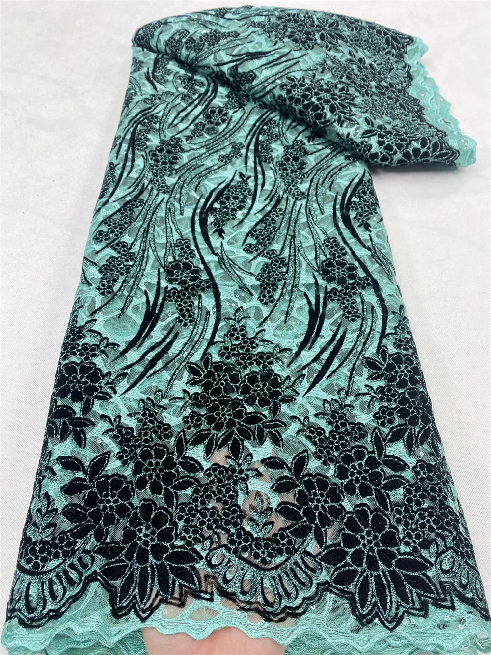 NI.AI африканская кружевная ткань высокого качества французская бархатная с