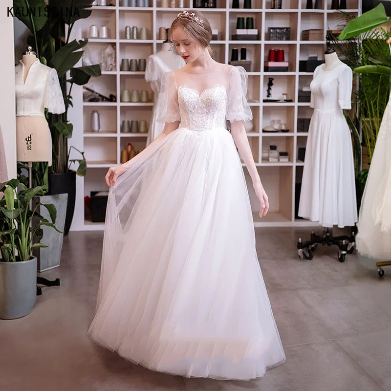 

KAUNISSINA Vestidos De Noiva Elegant A-Line Sweetheart Wedding Dress Tulle Appliques Princess Wedding Gowns Bridal Marriage Robe