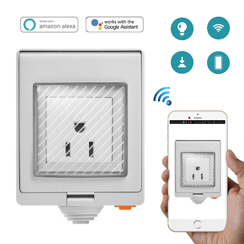 Sonoff S55 водонепроницаемый Wifi Smart Socket Switch Великобритания/Австралия/США/FR/DE/ZA