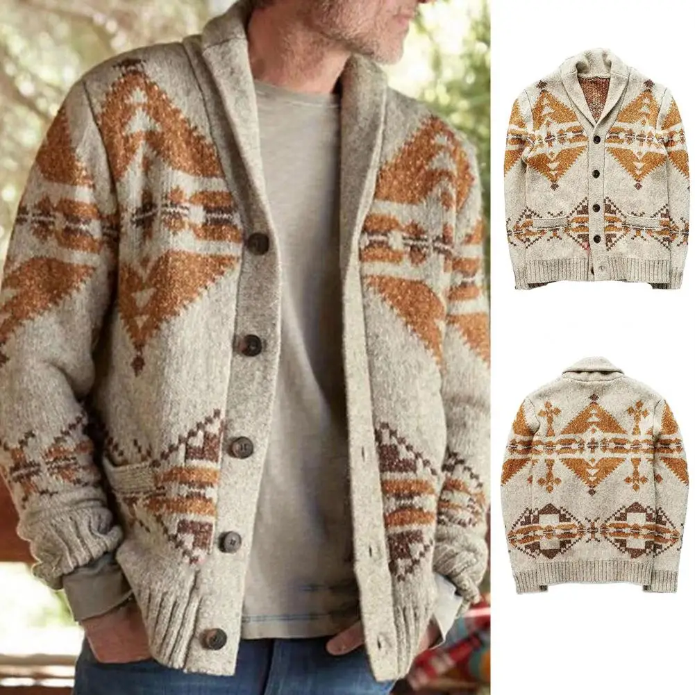 Мужские свитера удобные толстые эластичные вязаные кардиганы в винтажном стиле