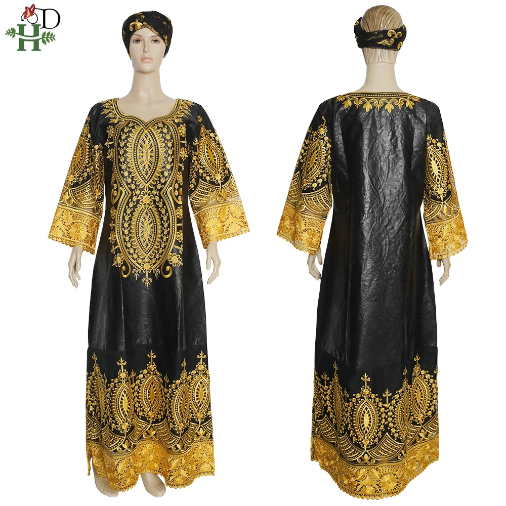 

H&D 5XL Plus Size Dashiki Ankara Dress For Women African Maxi Dresses Rich Woman Bazin Dress African Turban Lady Clothing Boubou