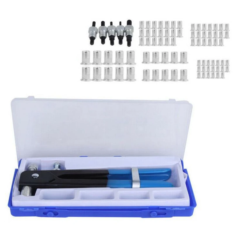 

86pcs Blind Rivet Gun Heavy Duty Nut Threaded Insert Hand Riveting Kit M3-M8 Rivet Nuts Nail Gun Household Repair Tools