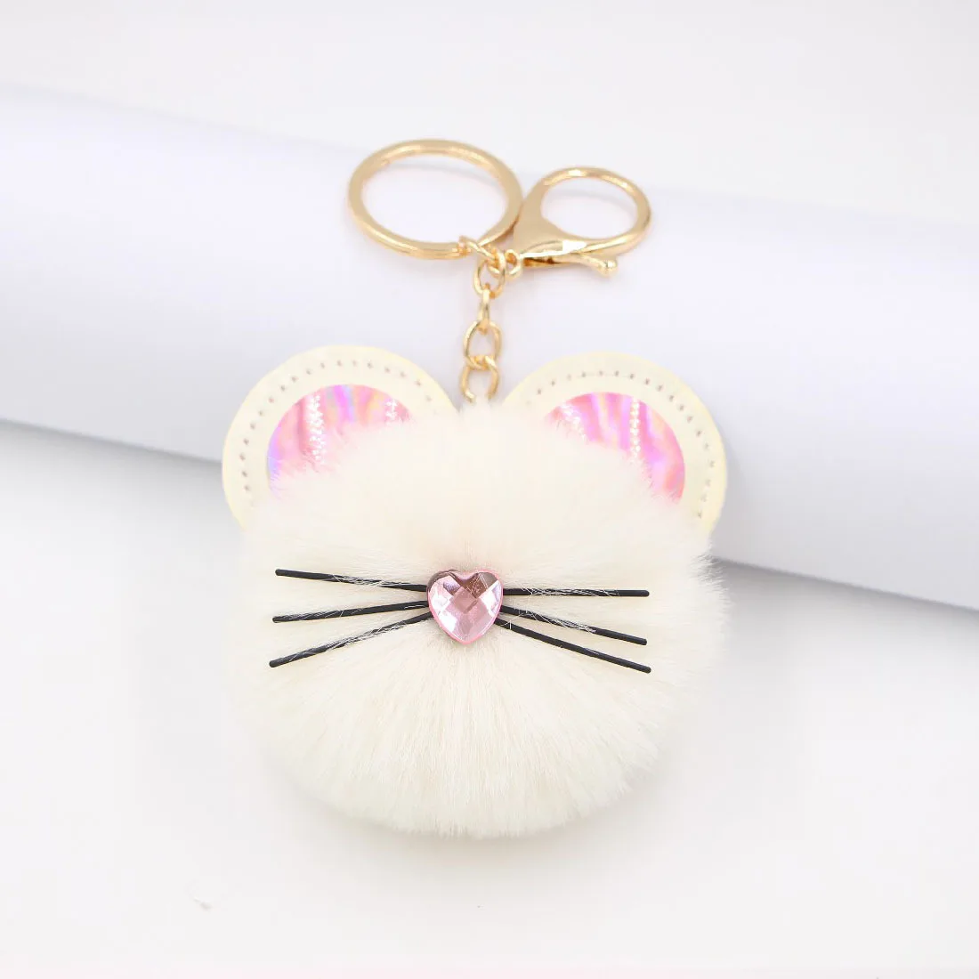 Cute Cat Beard Hair Ball Keychain Pendant Cute Cartoon Wild Chinese Student School Bag Ladies Handbag Mobile Phone Ornaments
