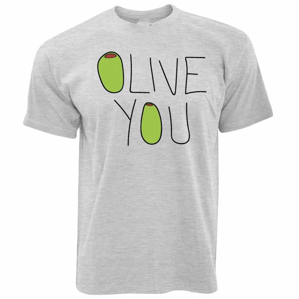 

Valentines Day T-Shirt Olive You Slogan Hip-Hop Tee Shirt
