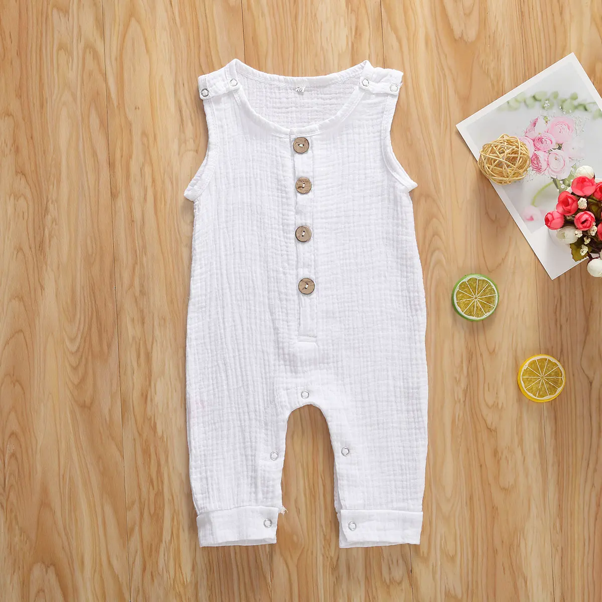 Комбинезон для младенцев из хлопка и льна без рукавов | Детская одежда обувь