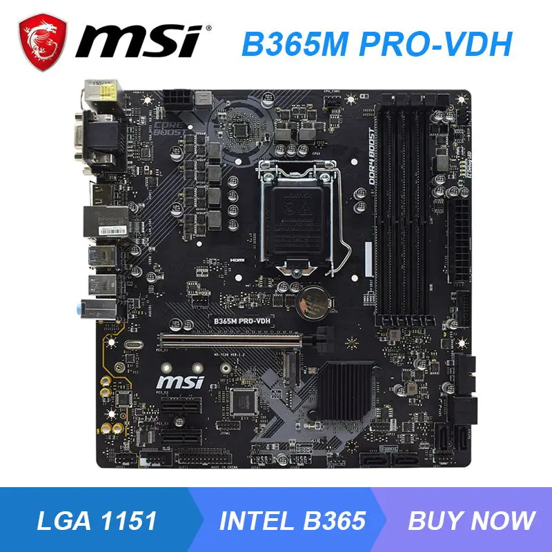 

MSI B365M PRO-VDH LGA 1151 Intel B365 Desktop PC Motherboard ddr4 64G Core 9600K 8350K Cpus M.2 PCI-E 3.0 HDMI USB3.1 Micro ATX