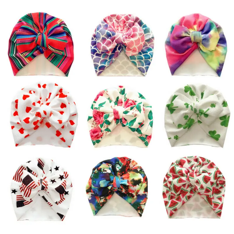 Cute Newborn Baby Comfy Bowknot Hospital Cap Girl Boys Beanie Hat Infant Toddler Colorful Caps Kids Gifts Accessories | Детская одежда