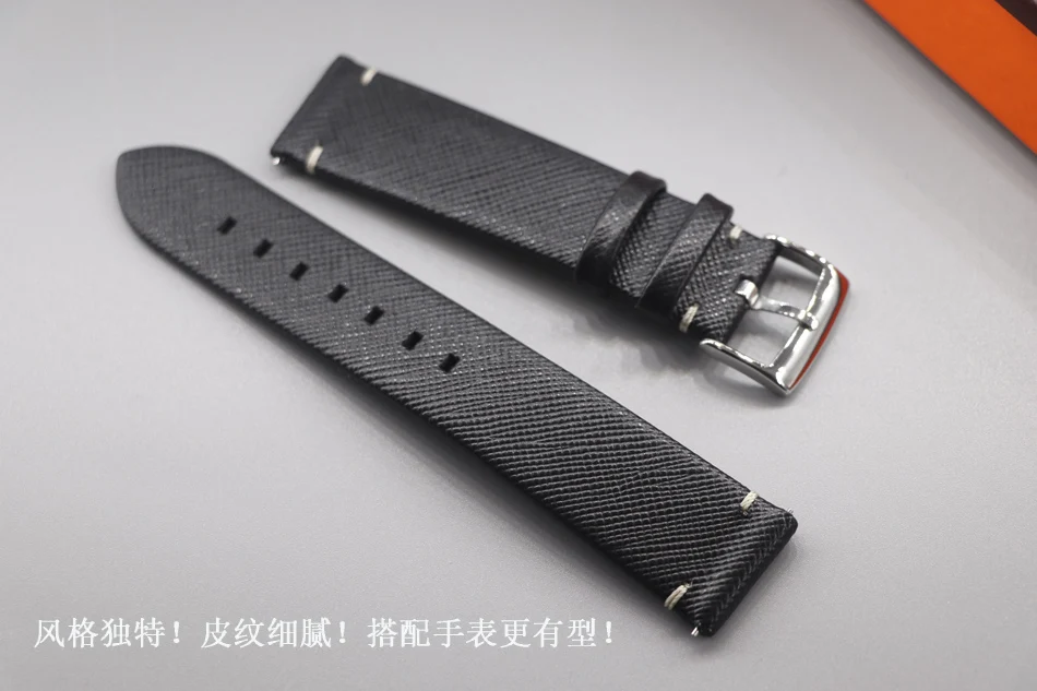 High Quality Vintage Genuine Leather Watchband Black Watch Straps 18mm 19mm 20mm 21mm 22mm Retro Wristband Bracelet Solid Buckle