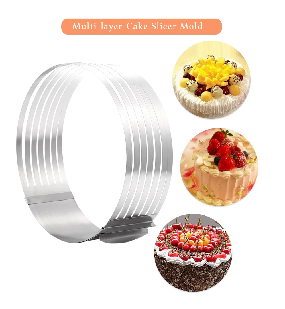Слой торта слайсер Регулируемый выдвижной из нержавеющей стали Мусс плесень