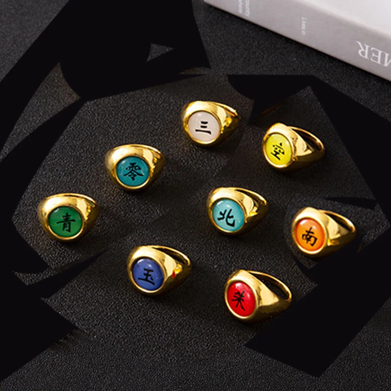 

Ladies Men Metal Finger Jewelry Accessories Anime Cosplay Ring Set Text Ninja Ring Cool Best Friend Children's Gift