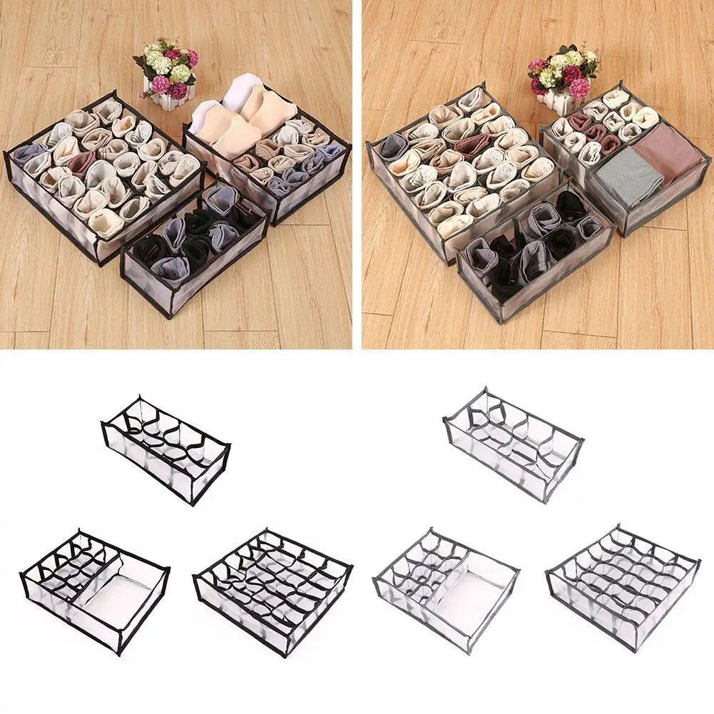 

Foldable Bra and Panties Drawer Type Compartmental Lattice Sorting Box Household Storage Artifact Underwear Socks Storage Box