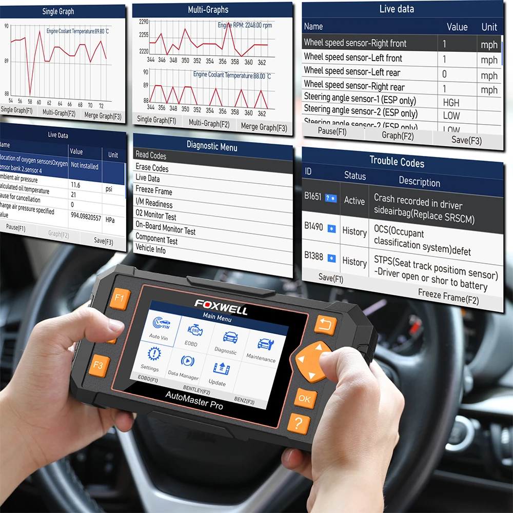 Foxwell NT634 OBD2 автомобильный сканер четыре системы EPB Oil DPF Reset 11 специальные функции OBD