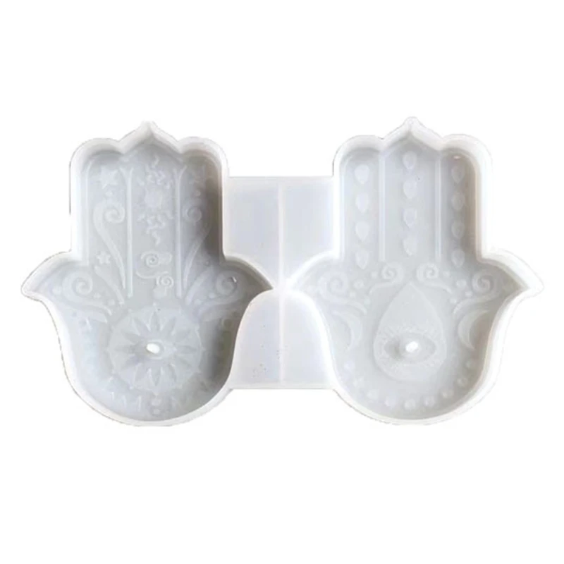 

Palm Amulet Crystal Epoxy Resin Mold Hamsa Hand Silicone Mould DIY Crafts Tray Dish Decorations Casting Tool