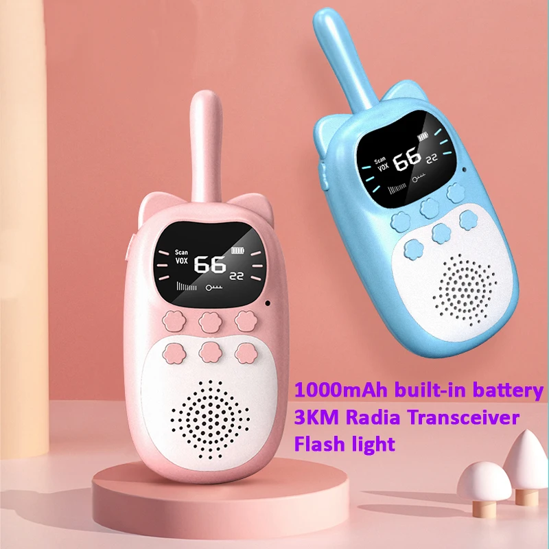 

Original Kids Walkie Talkie 2pc/box Rechargeable 1000mAh Handheld 0.5W 3km Radio Transceiver Interphone Children Toys Gift