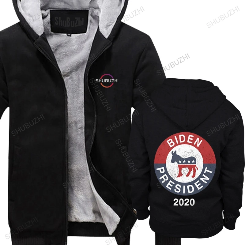 

Vintage Joe Biden For Presiden winter hoody Men Cotton hooded coat Election Slogan thick jacket coat zipper Democrat hoodie