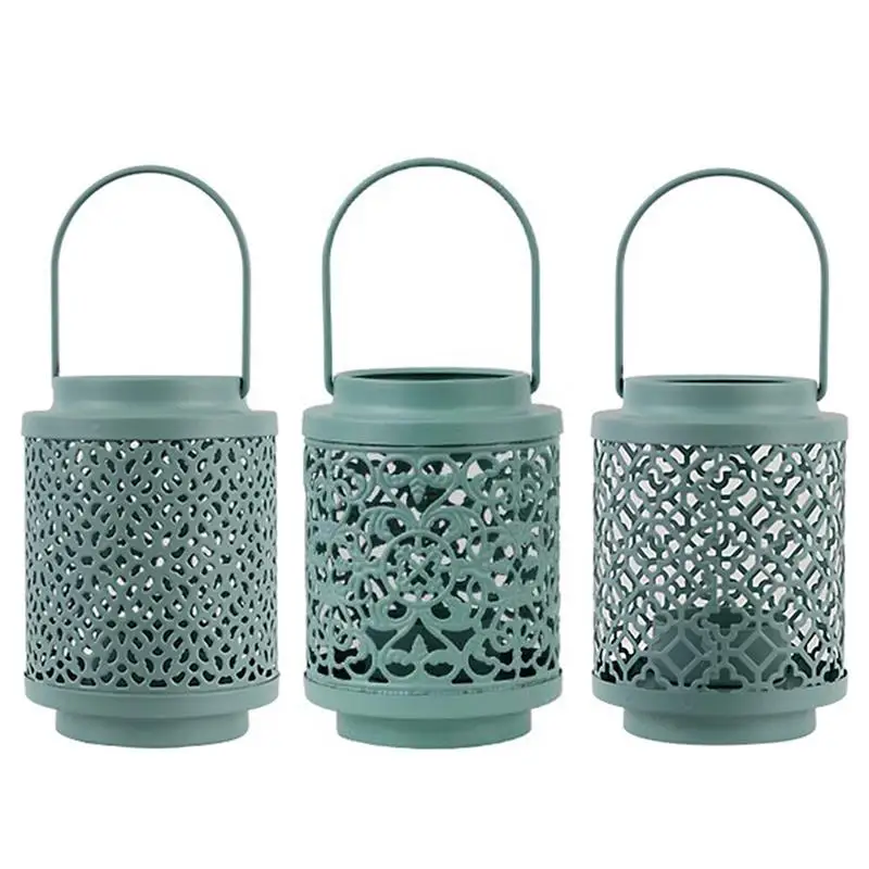 

Candle Holder Iron Art Hanging Candlestick Vintage Hollow Lantern Tealight Candle Holder for Home Office Bar Pathway
