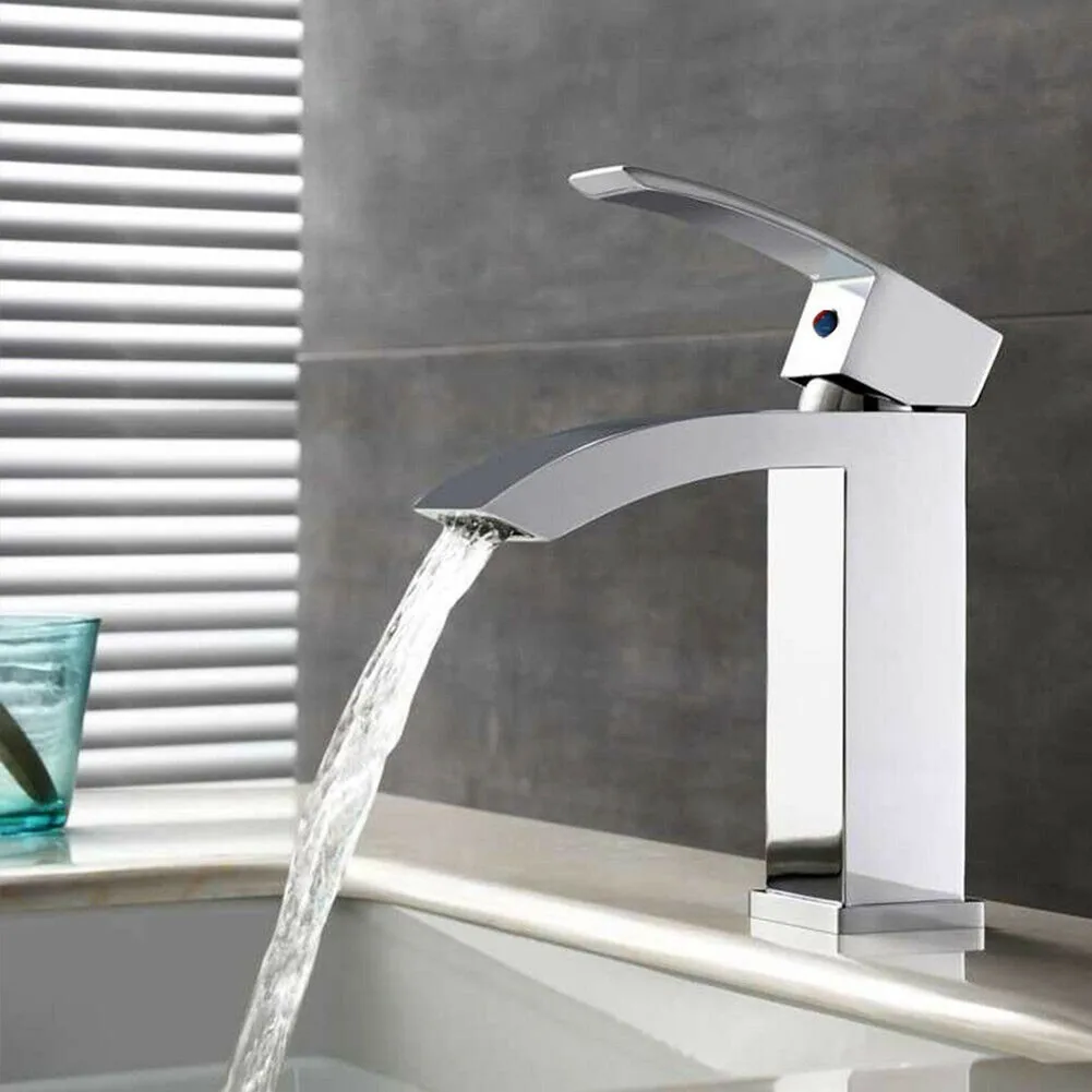 

Chrome Plating Faucet 18.6 X 15.5cm Waterfall Bathroom Faucet Chrome Basin Sink Monobloc Mixer Cloakroom Tap